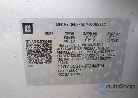 2018 Chevrolet Malibu Lt from USA, damaged, VIN 1G1ZD5ST4JF244094